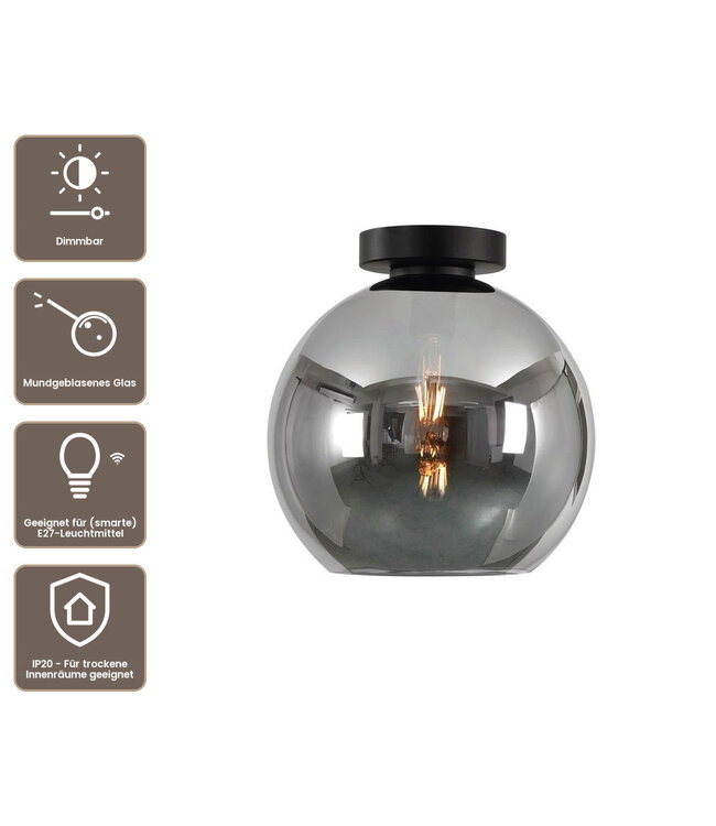 Artdelight Glas-Deckenleuchte Marino 25 cm - Titanglas
