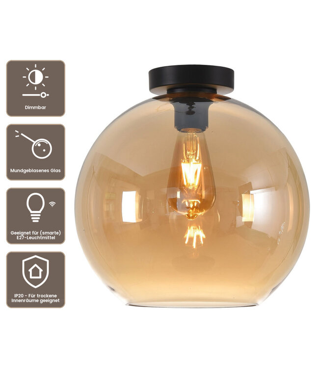 Artdelight Glas-Deckenleuchte Marino 30 cm - Bernstein