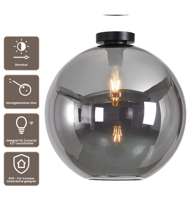 Artdelight Glas-Deckenleuchte Marino 40 cm - Titanglas