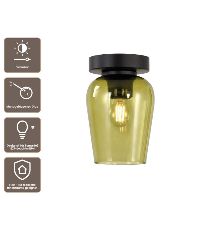 Artdelight Glas-Deckenleuchte Tombo 12,5 cm - Grün