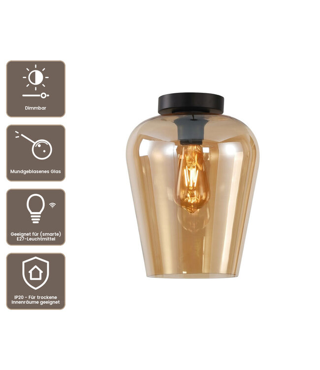 Artdelight Glas-Deckenleuchte Tombo 23 cm - Bernstein