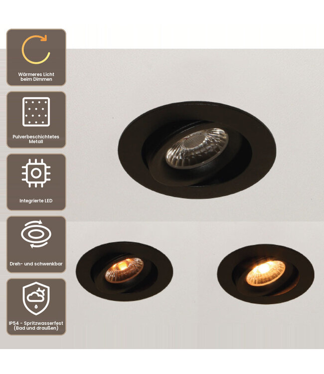 Artdelight LED-Einbaustrahler Special Dim to Warm - Schwarz