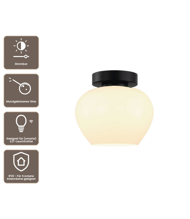 Artdelight Elegante Glas-Deckenleuchte Windsor 18,5 cm - Weiß