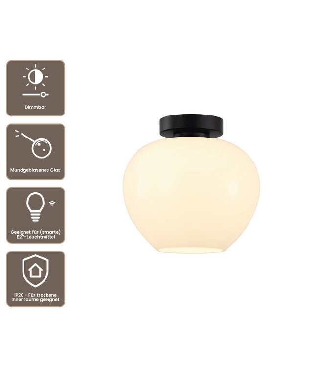 Artdelight Elegante Glas-Deckenleuchte Windsor 24 cm - Weiß