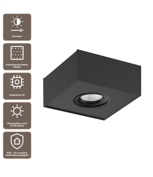 Artdelight Moderner LED Deckenstrahler Brooklyn 1L - Schwarz