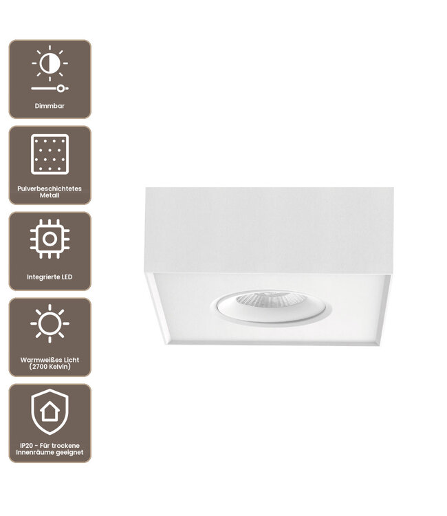 Artdelight Moderner LED Deckenstrahler Brooklyn 1L - Weiß