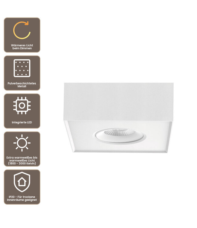 Artdelight Industrieller LED-Deckenstrahler Brooklyn 1L Dim to Warm - Weiß