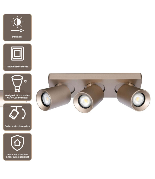 Artdelight Industrieller Deckenstrahler Megano 3L - Champagner