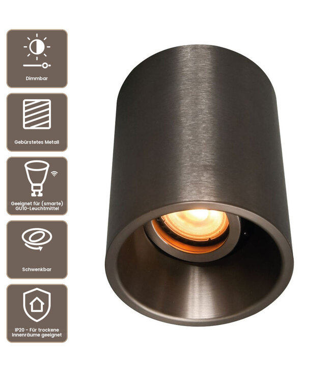 Artdelight Industrielle GU10-Deckenleuchte Moreno - Gun Metal