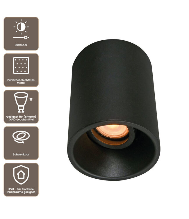 Artdelight Industrielle GU10-Deckenleuchte Moreno - Schwarz