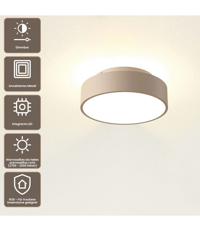 Artdelight Stilvolle LED-Deckenleuchte Chicago 250 - Champagner