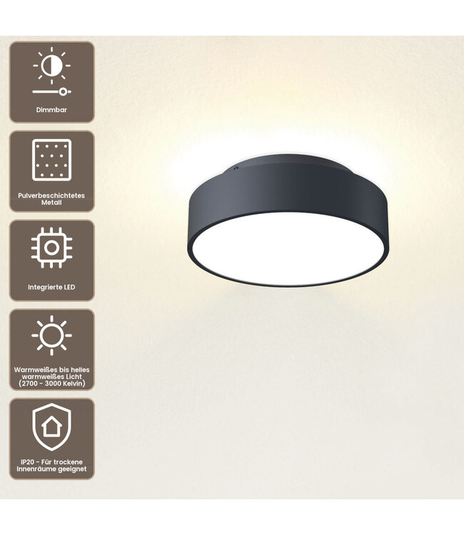 Artdelight Stilvolle LED-Deckenleuchte Chicago 250 - Schwarz