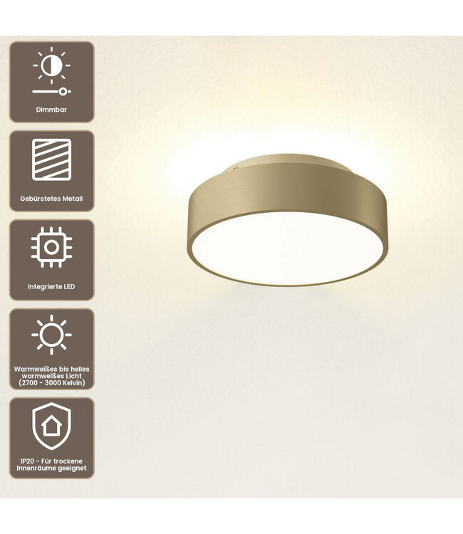 Artdelight Stilvolle LED-Deckenleuchte Chicago 250 - Warmgold