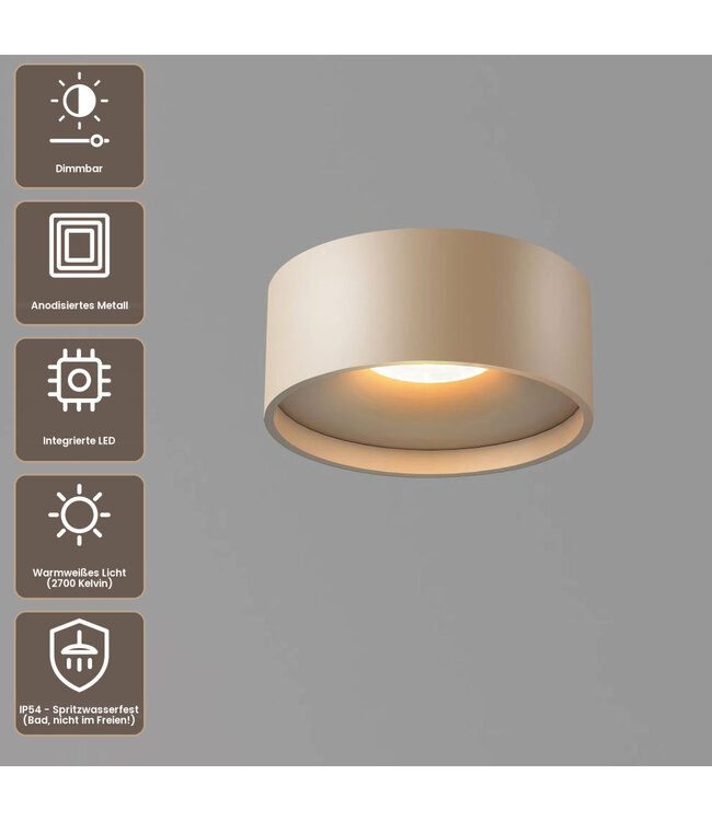 Artdelight Moderne LED-Deckenleuchte Oran - Champagner