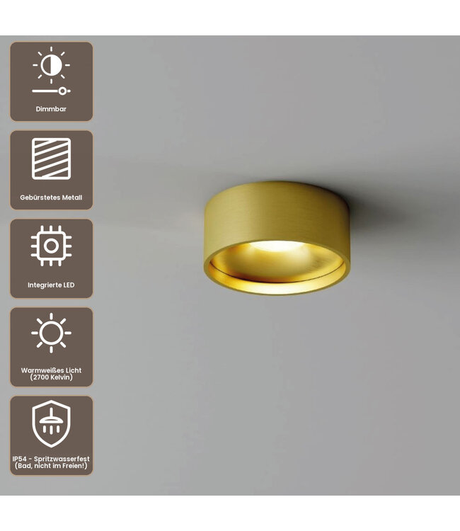 Artdelight Moderne LED-Deckenleuchte Oran - Gold