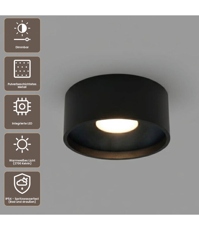 Artdelight Moderne LED-Deckenleuchte Oran - Schwarz