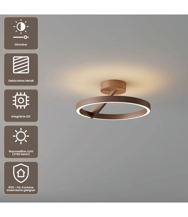 Artdelight Runde LED-Deckenleuchte Oregon - Dunkelbronze