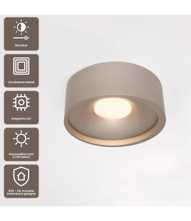 Artdelight Moderne LED-Deckenleuchte Orlando - Champagner