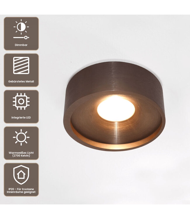 Artdelight Moderne LED-Deckenleuchte Orlando - Dunkelbronze