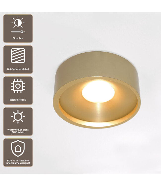 Artdelight Moderne LED-Deckenleuchte Orlando - Gold