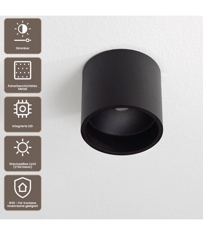 Artdelight Moderne LED-Deckenleuchte Orleans - Schwarz