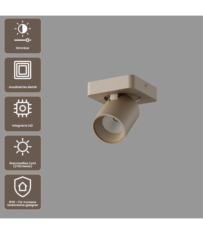 Artdelight Moderner 1-flammiger LED-Deckenstrahler Laguna - Champagner