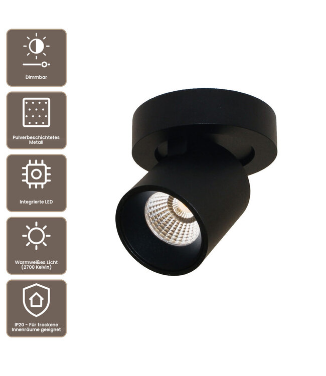 Artdelight Moderner 1-flammiger LED-Deckenstrahler Laguna - Schwarz