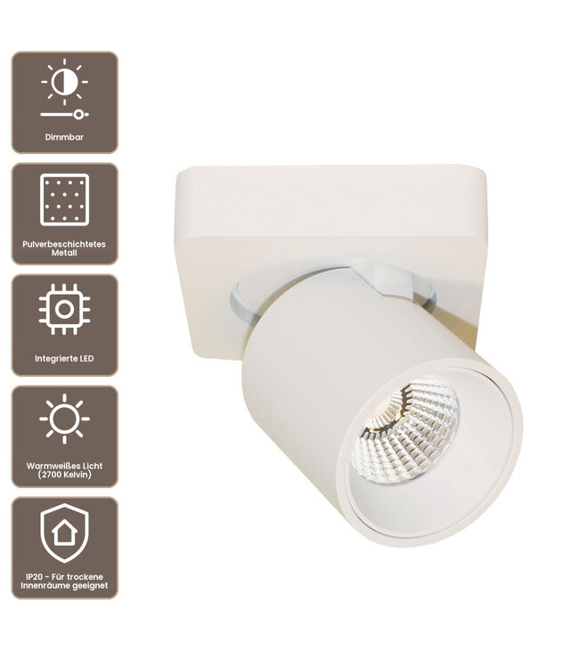 Artdelight Moderner 1-flammiger LED-Deckenstrahler Laguna - Weiß