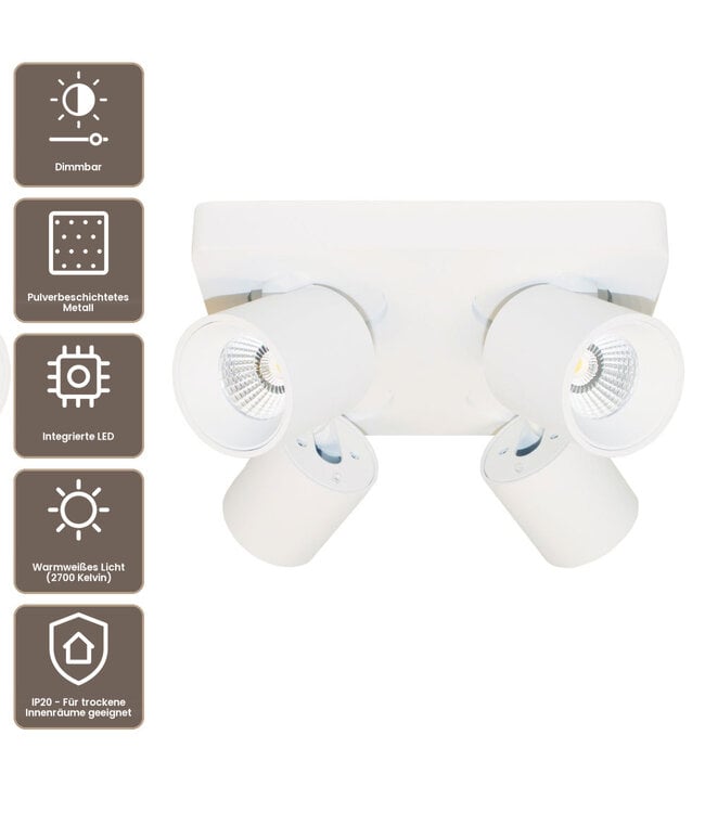 Artdelight Moderner 4-flammiger LED-Deckenstrahler Laguna - Weiß