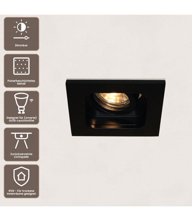 Artdelight Design-GU10-Einbaustrahler Moggio 1L - Schwarz