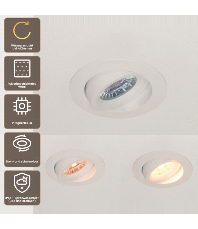 Artdelight LED-Einbaustrahler Special Dim to Warm - Weiß