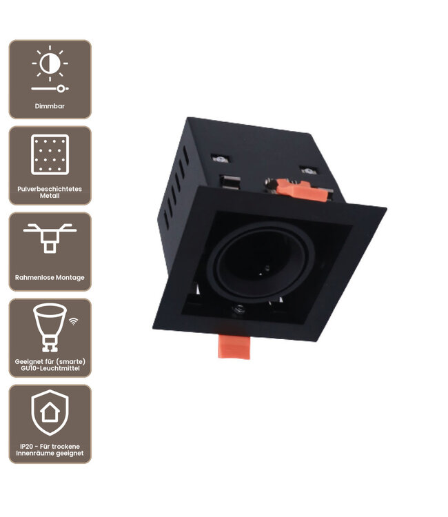 Artdelight moderner GU10-Einbaustrahler Tavira 1L - Schwarz