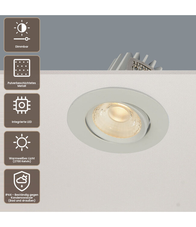 Artdelight runder LED-Einbaustrahler Venice DL 2208 - Weiß