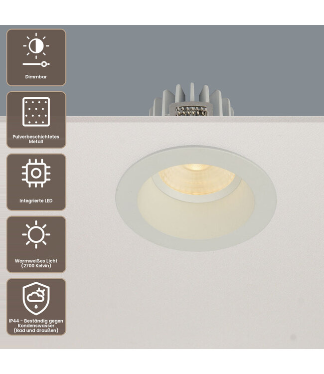 Artdelight runder LED-Einbaustrahler Venice DL 2308 - Weiß