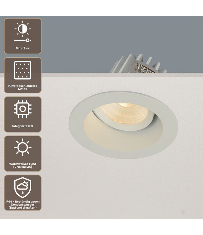 Artdelight runder LED-Einbaustrahler Venice DL 2408 - Weiß