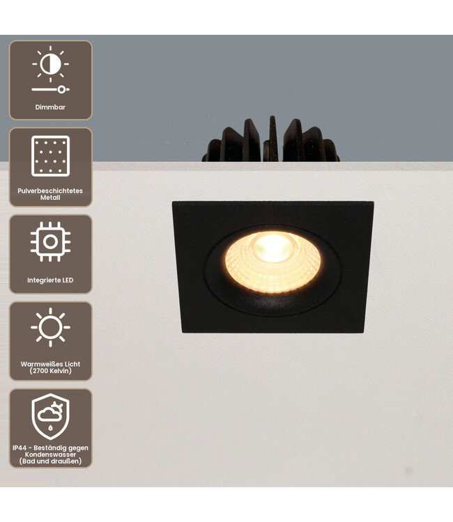 Artdelight quadratischer LED-Einbaustrahler Venice DL 2508 - Schwarz