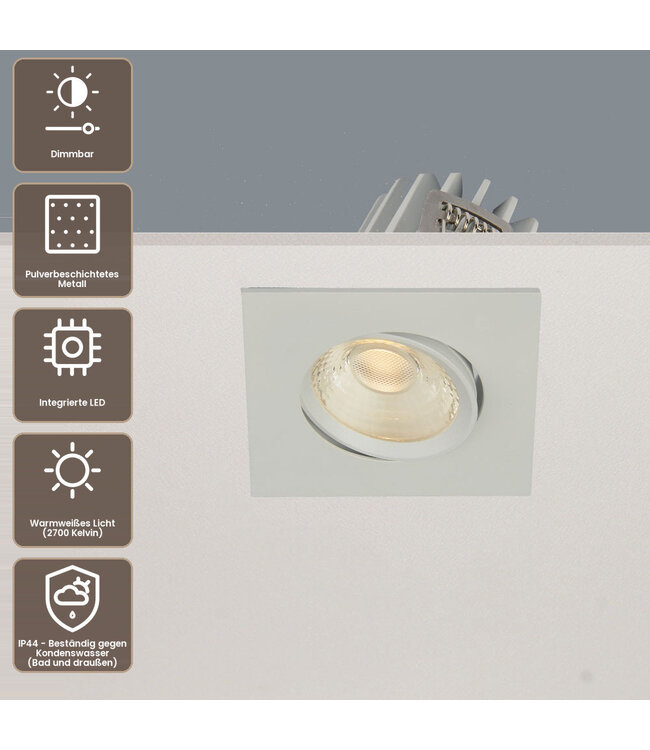 Artdelight quadratischer LED-Einbaustrahler Venice DL 2608 - Weiß