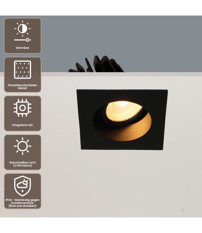 Artdelight quadratischer LED-Einbaustrahler Venice DL 2808 - Schwarz