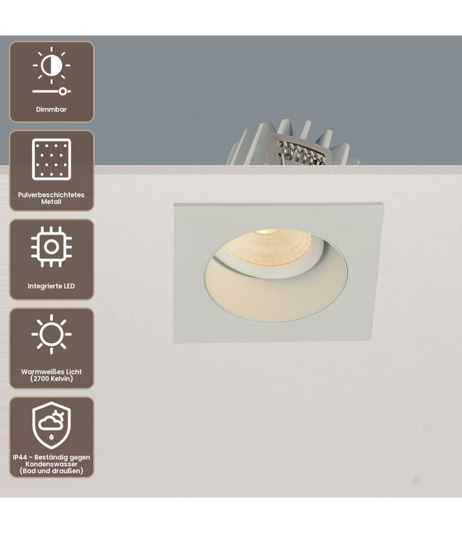Artdelight quadratischer LED-Einbaustrahler Venice DL 2808 - Weiß