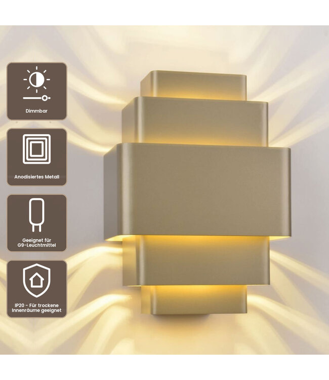 Artdelight Design-Wandleuchte Layers - Champagner