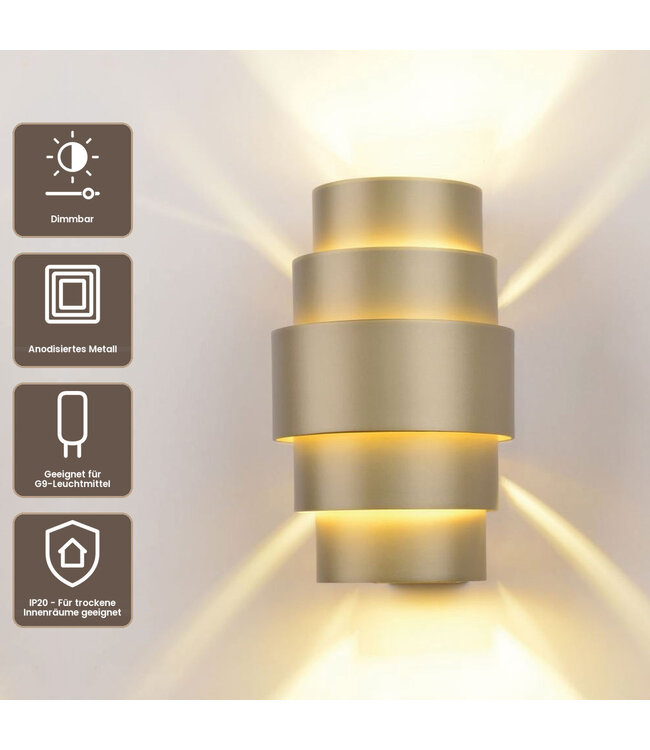 Artdelight Design-Wandleuchte Rolls - Champagner