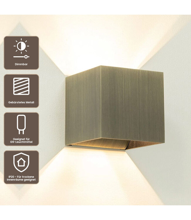 Artdelight Industrielle G9-Wandleuchte Gymm - Antikbronze
