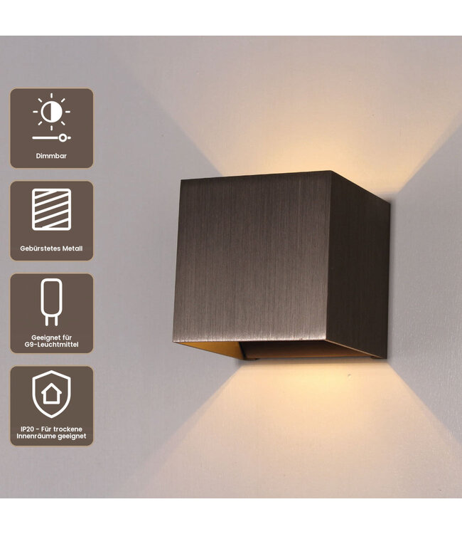 Artdelight Industrielle G9-Wandleuchte Gymm - Gunmetal