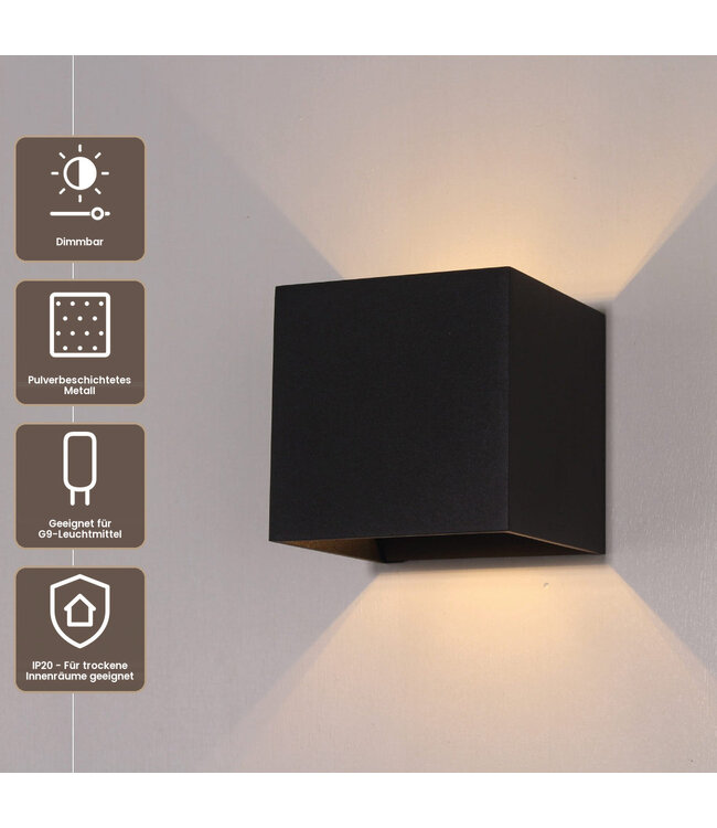 Artdelight Industrielle G9-Wandleuchte Gymm - Schwarz