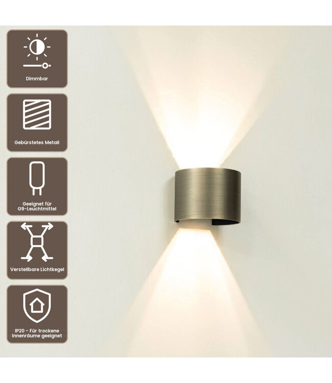 Artdelight Industrielle G9-Wandleuchte Gyro - Antikbronze