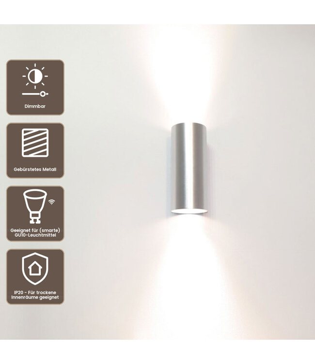 Artdelight Industrielle GU10 Wandleuchte Roulo 2 - Aluminium