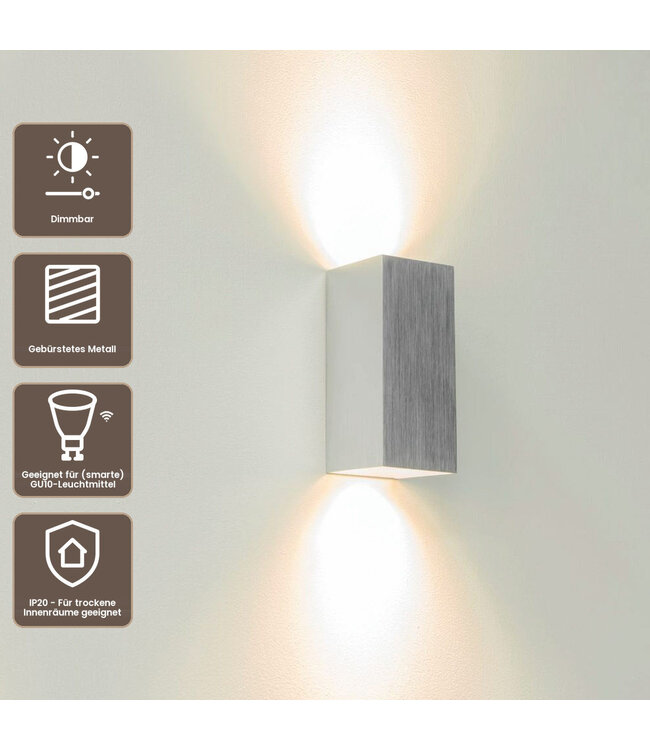 Artdelight Industrielle GU10-Wandleuchte Dante 2 - Aluminium