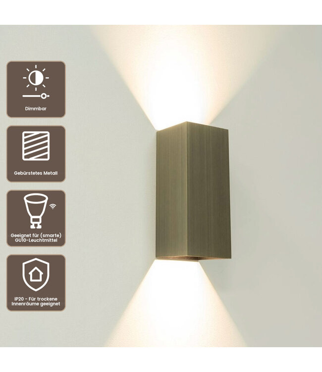 Artdelight Industrielle GU10-Wandleuchte Dante 2 XL - Antikbronze