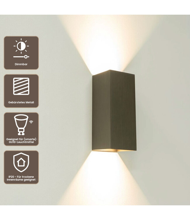 Artdelight Industrielle GU10-Wandleuchte Dante 2 XL - Gunmetal