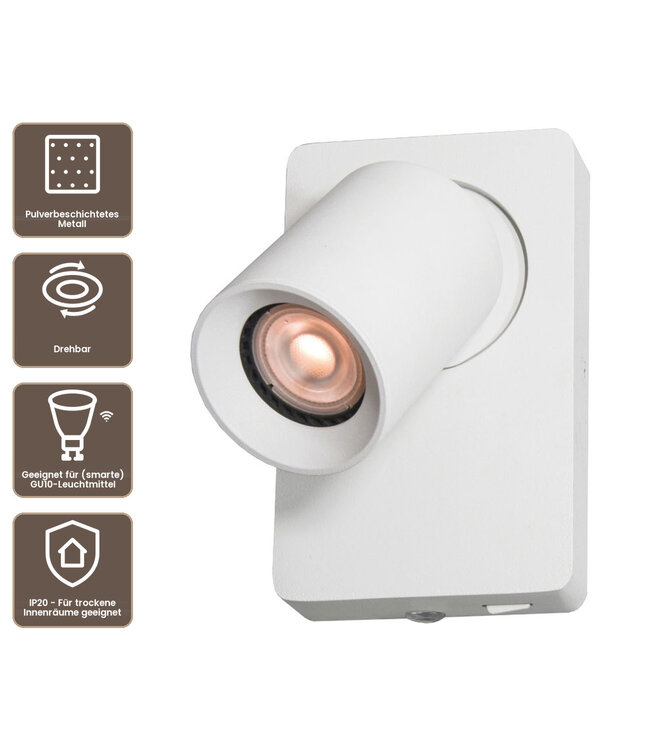 Artdelight Moderner GU10-Wandspot Megano - Weiß